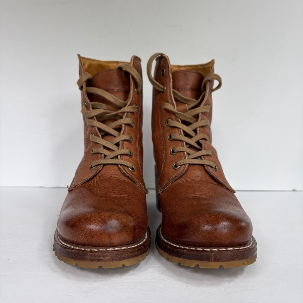 Vintage Frye Sabrina 6G Lace Up Boot 7.5 Saddle Leather Made USA Vibram Lug Heel - Picture 5 of 16